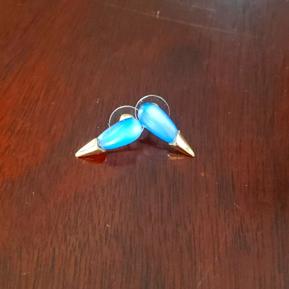 Alexis Bittar Lucite blue gold studs